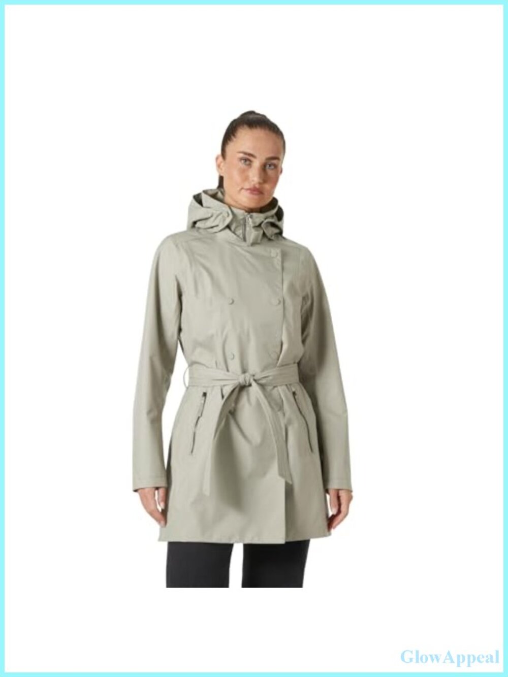 Waterproof Breathable Hooded Trench Coat with Belt